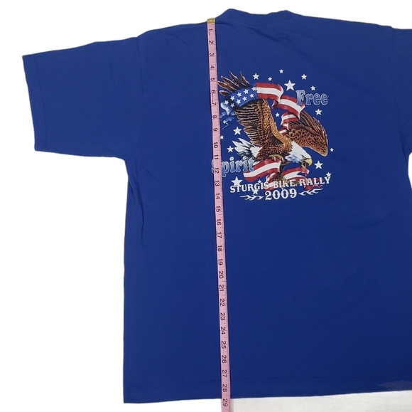 2009 Sturgis Motorcycle Rally T-Shirt Sz XL ? Blue American Flag Eagle Bike Week - Picture 5 of 7